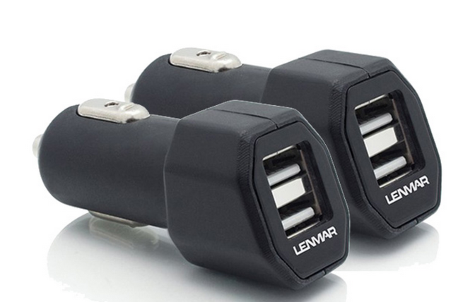 2-Pack-Lenmar-Dual-USB-Car-Charger-with-4.2A-Output