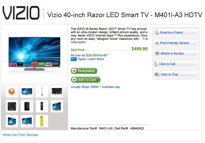 Vizio Razor 40%22 120Hz 1080p WiFi LED-Backlit HD Television