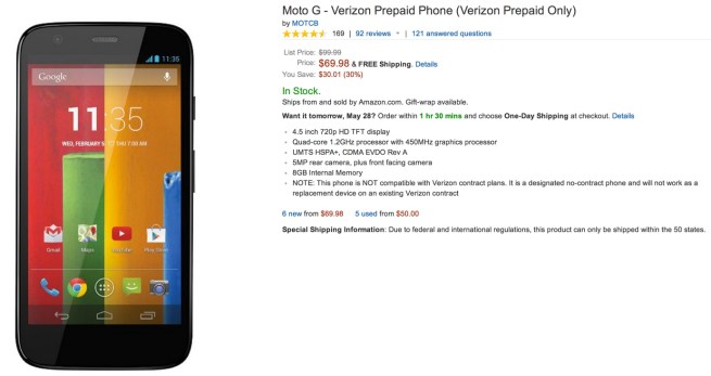 Moto G  Verizon Prepaid Phone