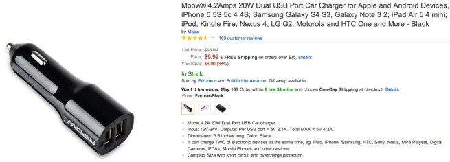 Mpow® 4.2Amps 20W Dual USB Port Car Charge