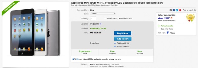 Apple iPad Mini 16GB Wi-Fi 7.9%22 Display LED Backlit Multi Touch Tablet