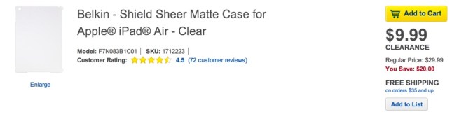 Belkin - Shield Sheer Matte Case for Apple® iPad® Air - Clear
