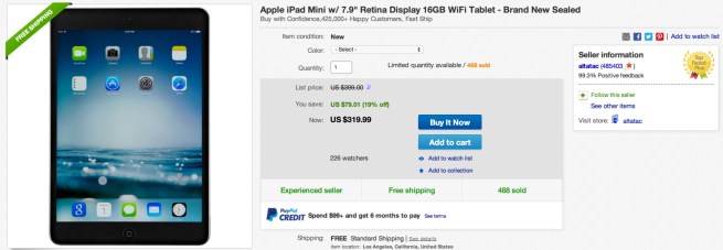 Apple iPad Mini w: 7.9%22 Retina Display 16GB WiFi Tablet -