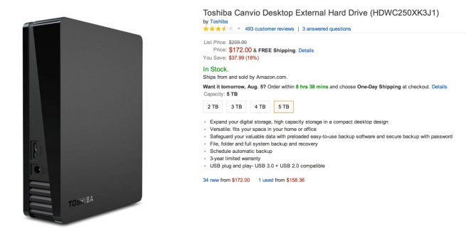 Toshiba Canvio Desktop External Hard Drive (HDWC250XK3J1)