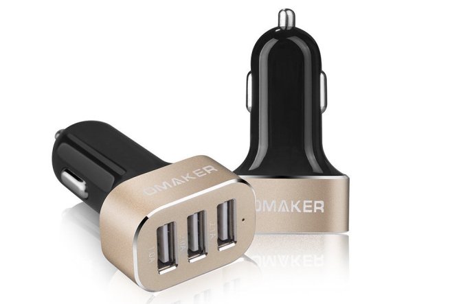 Omaker Premium 3 USB 26W 5.1A Aluminum Panel Compact Designed USB Car Charger-Hassle Free Replacement or Money back in three months.
