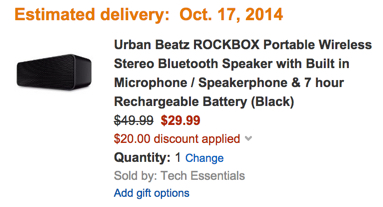Urban Beatz ROCKBOX Portable Wireless Stereo Bluetooth Speaker with Built in Microphone : Speakerphone & 7 hour Rechargeable Battery