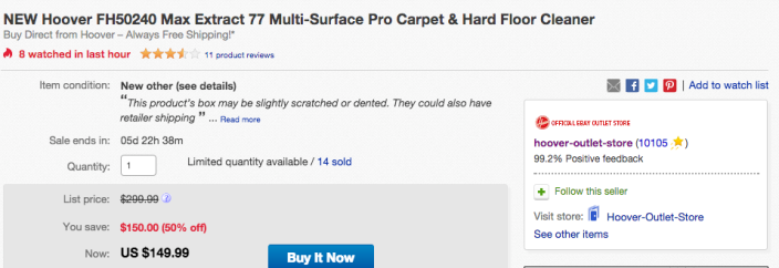 Hoover Max Extract 77 Multi-Surface Pro Carpet & Hard Floor Deep Cleaner (FH50240-02