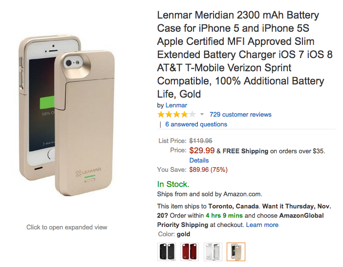 Lenmar Meridian 2300 mAh iPhone 5:5s Battery Case-01