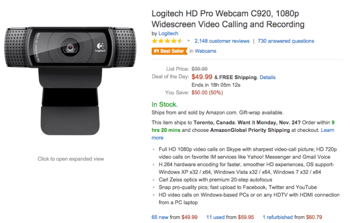 Logitech HD Pro Webcam C920 w: 1080p Widescreen Video Calling and Recording-sale-03