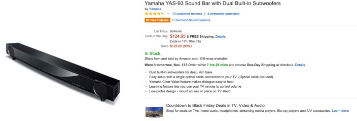 Yamaha YAS-93 Sound Bar with Dual Built-in Subwoofers