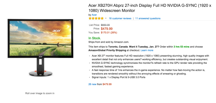 Acer 27” HD Widescreen Monitor (XB270H Abprz)-sale-02