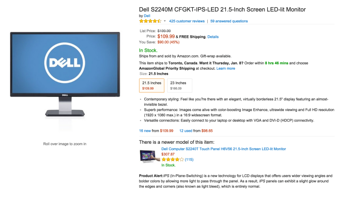 Dell S2240M 21.5-Inch Screen LED-lit Monitor (CFGKT-IPS-LED-02