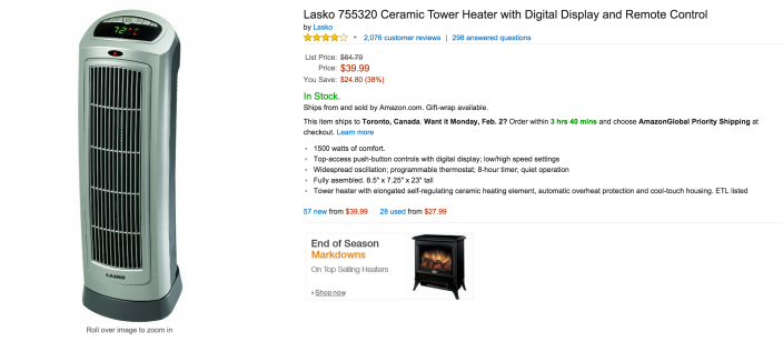 Lasko Ceramic Tower Heater with Digital Display and Remote Control-sale-02
