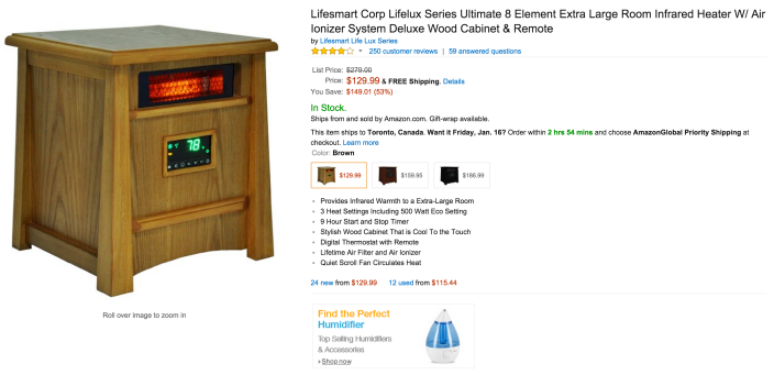 Lifesmart Corp Ultimate 8 Element Extra Infrared Heater W: Air Ionizer System & Remote (LS-8WIQH-LB-IN)-sale-02