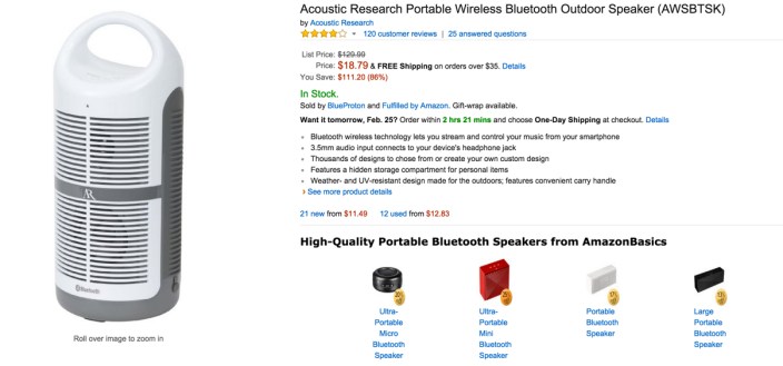 Acoustic Research Portable Wireless Bluetooth Outdoor Speaker