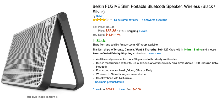 Belkin FUSIVE Slim Portable Bluetooth Speaker, Wireless in black:silver (B003PL0AME:G2A1000bkBLK)-sale-04