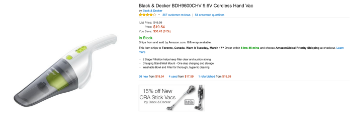 Black & Decker 9.6V Cordless Hand Vac (BDH9600CHV-sale-02