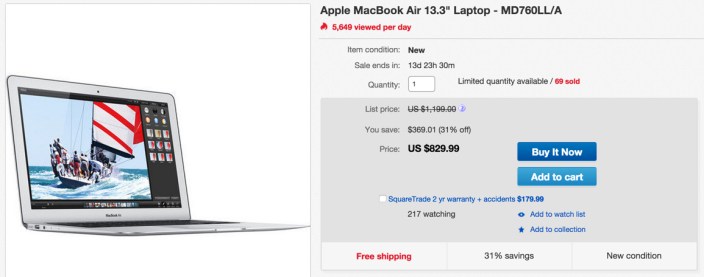 eBay macbook air 13.3 inch haswell Daily Deal