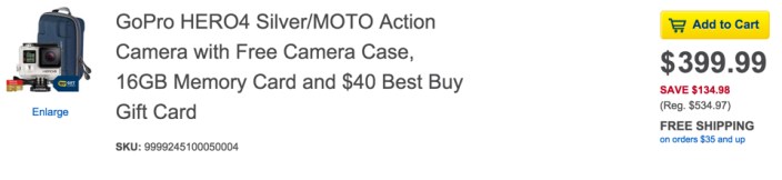 GoPro HERO4 Silver:MOTO Action Camera with Free Camera Case, 16GB Memory Card and $40 Gift Card