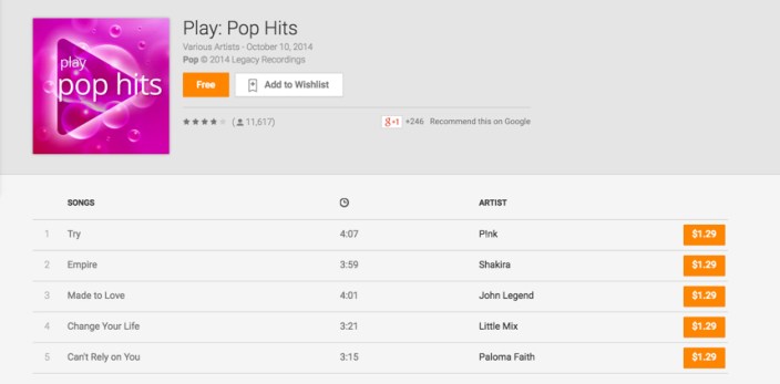 Google Play Free Pop Songs