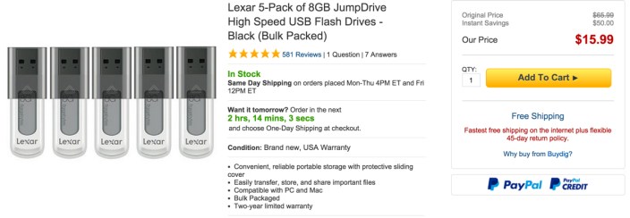 Lexar 5-Pack of 8GB JumpDrive High Speed USB Flash Drives
