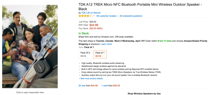 TDK A12 TREK Micro NFC Bluetooth Portable Mini Wireless Outdoor Speaker-sale-01