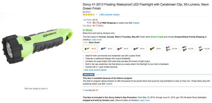 Dorcy Floating Waterproof LED Flashlight with Carabineer Clip (41-2513)-sale-02