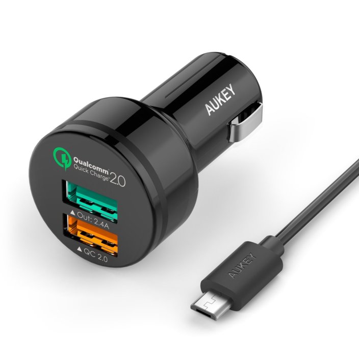 Aukey Quick Charge 2.0 30W 2 Ports USB Car Charger Adapter