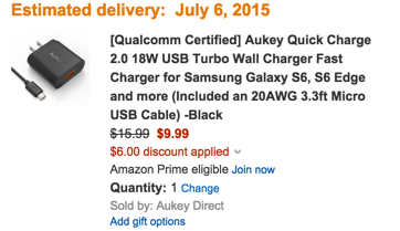 [Qualcomm Certified] Aukey Quick Charge 2.0 USB Turbo Wall Charger