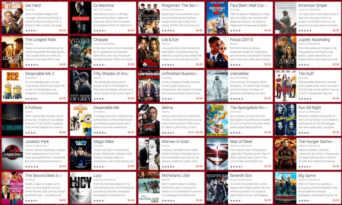 Movies available on Google Play to rent