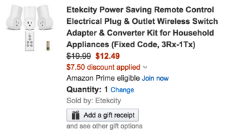 Etekcity Power Saving Remote Control Electrical Plug & Outlet Wireless Switch Adapter & Converter Kit for Household Appliances (Fixed Code, 3Rx-1Tx)