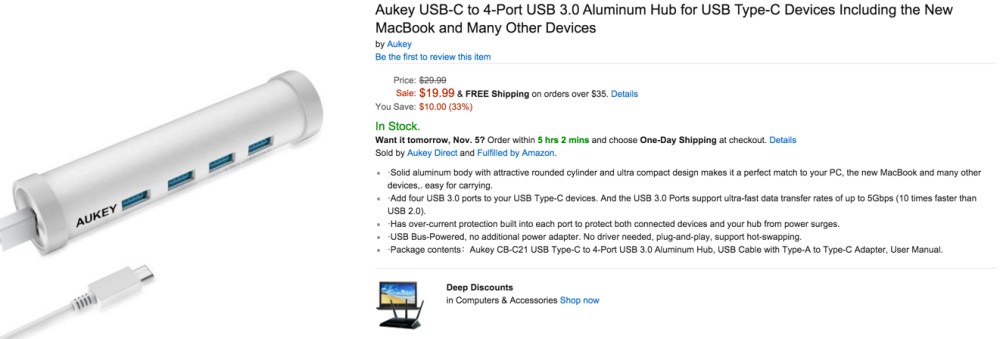 aukey usb-c hub at amazon