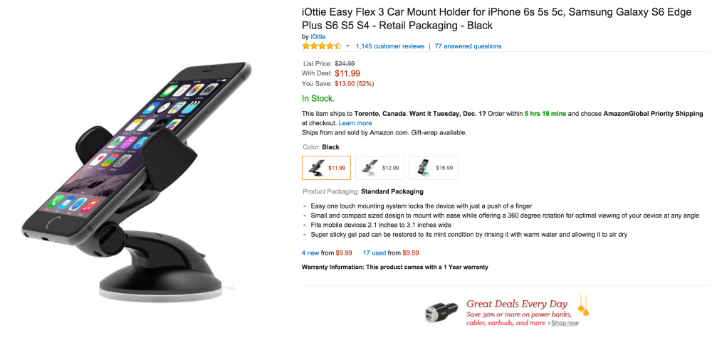 iOttie Easy Flex 3 Car Mount Holder for iPhone 6s, older iPhones and Android devices-sale-03