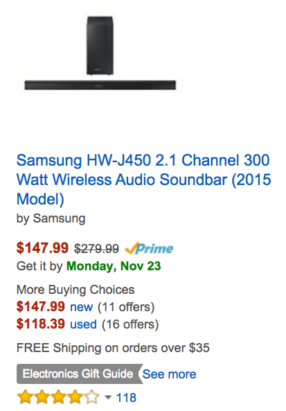 Samsung HW-J450 Soundbar-Amazon