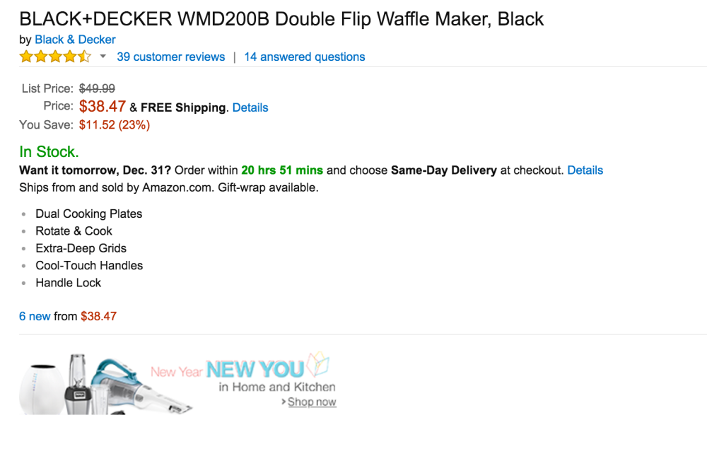 Black + Decker Double Flip Waffle Maker in Black-2