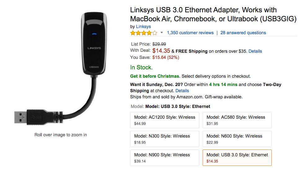 Linksys USB 3.0 Ethernet Adapter Amazon