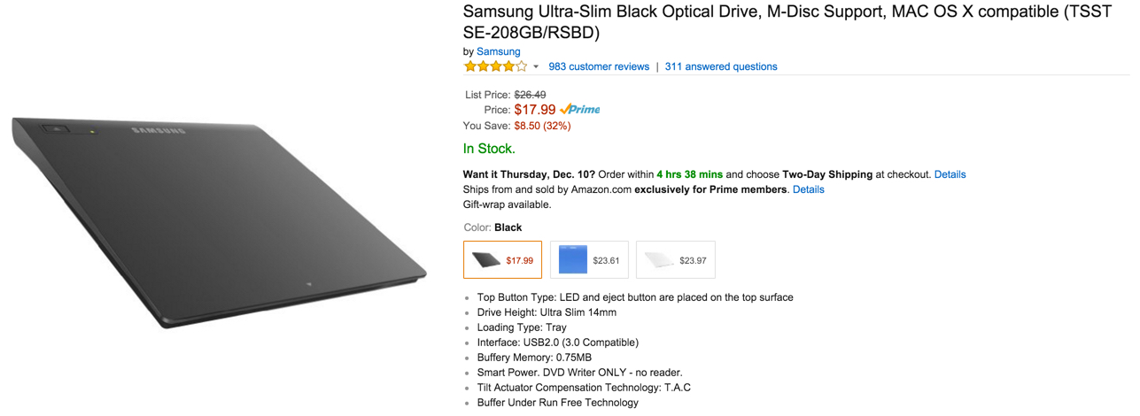 Samsung Ultra-Slim Optical Drive