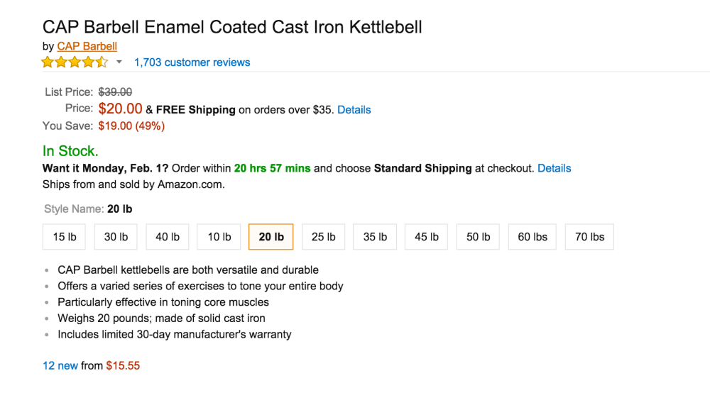CAP Enamel Coated Cast Iron Kettlebells-3