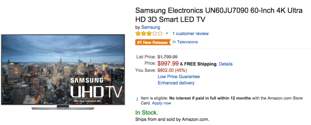 Samsung Electronics 60-Inch 4K Ultra HD 3D Smart LED TV Amazon