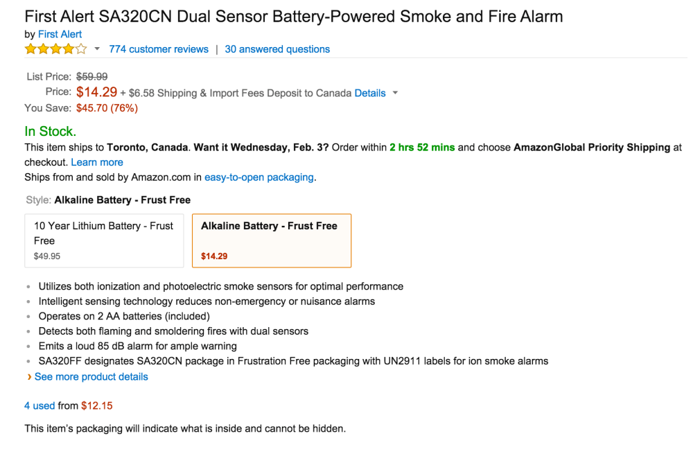 First Alert Dual Sensor Battery-Powered Smoke and Fire Alarm (SA320CN)-2