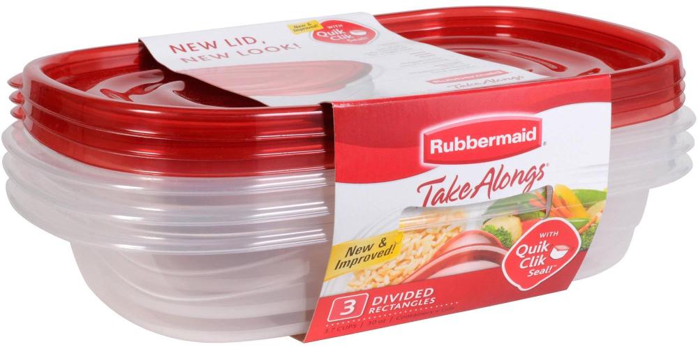 Rubbermaid Take Alongs Food Storage Container, Divided Dishes, Clear, Set of 3-sale-01