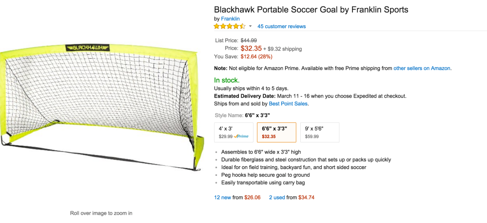 Blackhawk Portable Soccer Goal:Net by Franklin Sports-sale-02
