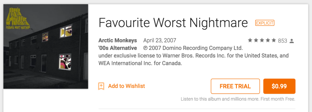 Favourite Worst Nightmare by the Arctic Monkeys