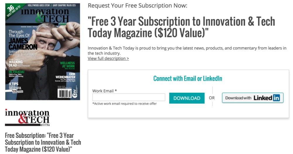 Free 3 Year Subscription to Innovation & Tech Today Magazine ($120 Value)