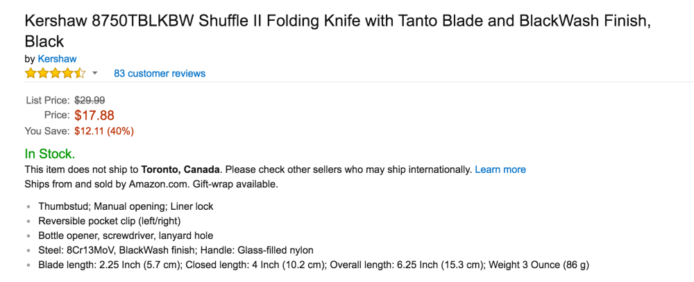 Kershaw Shuffle II Folding Knife with Tanto Blade and BlackWash Finish-6