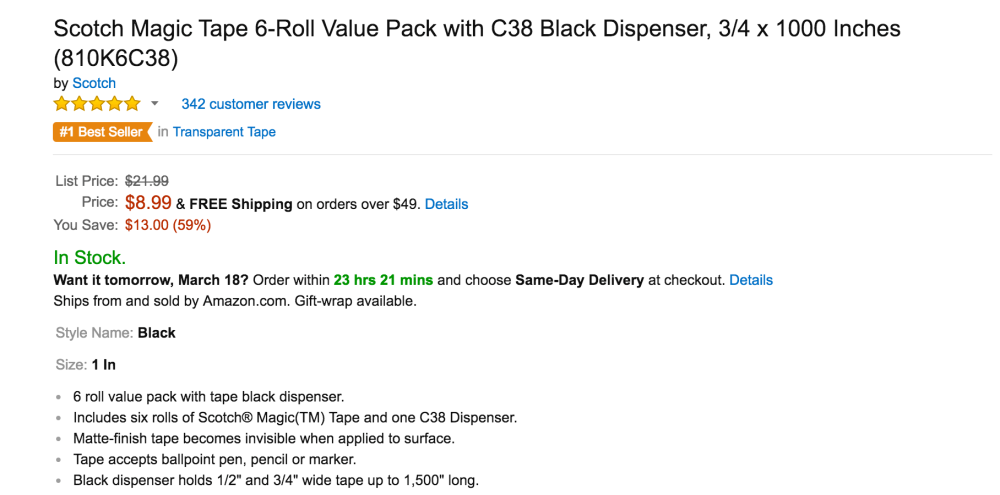 Scotch Magic Tape 6-Roll Value Pack with C38 Black Dispenser-sale-02