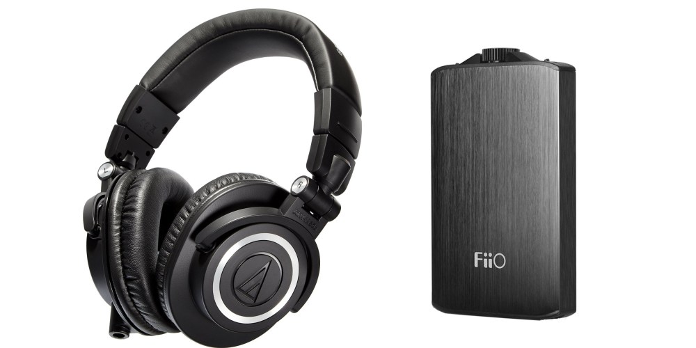 Audio-Technica ATH-M50x studio headphones and a Fiio A3 portable headphone amp-3
