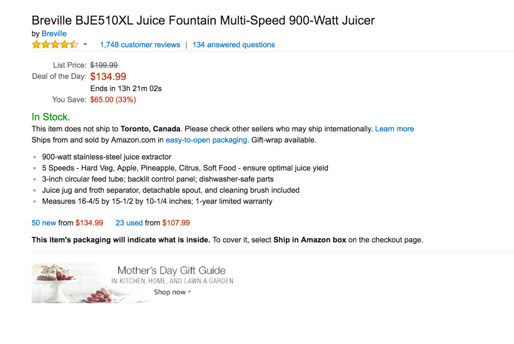 Breville Juice Fountain Multi-Speed 900-Watt Juicer (BJE510XL)Breville Juice Fountain Multi-Speed 900-Watt Juicer (BJE510XL)-3