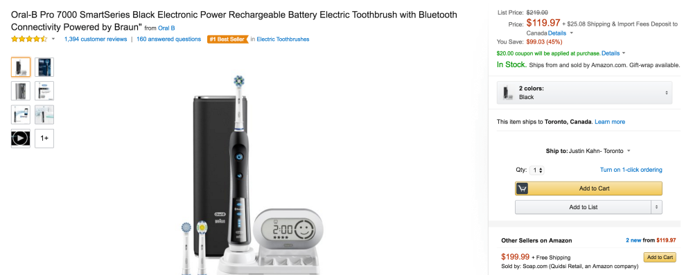 Oral-B Black 7000 SmartSeries Electric Rechargeable Toothbrush with Bluetooth-6