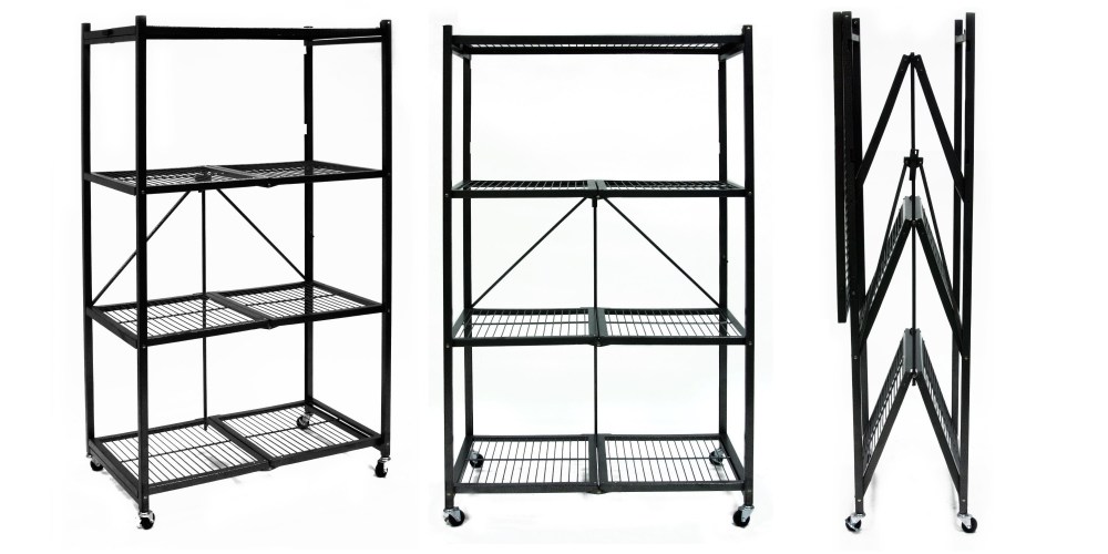 Origami General Purpose 4-Shelf Steel Collapsible Storage Rack with Wheels-2
